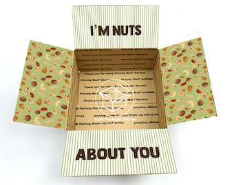 Nuts about you care package stickers / deployment box for boyfriend / college student snack box / funny gift box / finals survival kit