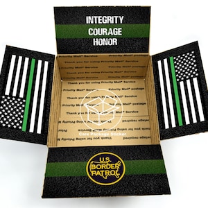 Border patrol gift box sticker kit / customs officer care package survival kit / protection appreciation gift for him / delivery box flap
