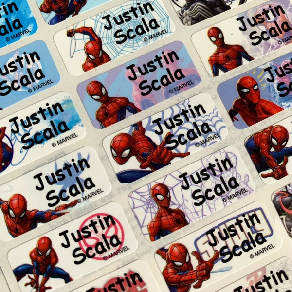 Spider Man Name Sticker Labels Etsy