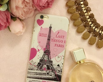 iPhone 6/6s hard plastic case Eiffel Tower with Pink Hearts