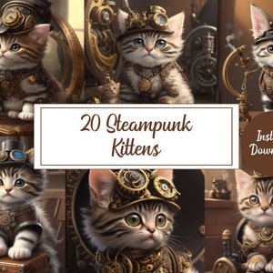 20 Steampunk Cats Illustrations - Whimsical Feline Charm with a Steampunk Twist
