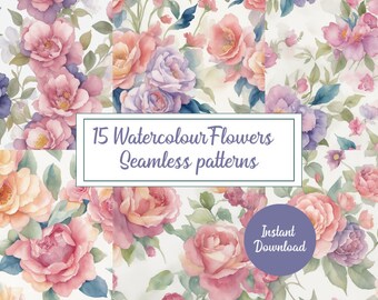 Elegant Watercolor Flowers Seamless Pattern - Nature's Beauty in Harmonious Repetition