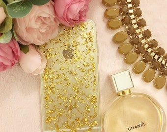 iPhone 7 or 8 clear soft silicone case with Gold Foil