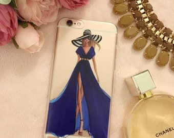 iPhone 6/6s clear soft silicone case Fashion Girl in Blue Dress