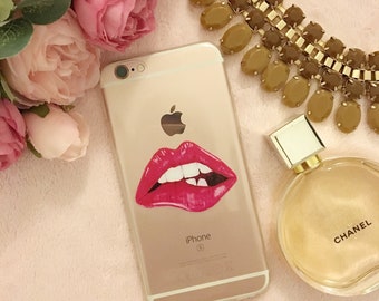 iPhone 6/6s or 7 or 8 clear soft silicone case Pink Sexy Lips