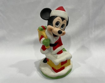 Vintage Disney Mickey Mouse Santa Figurine