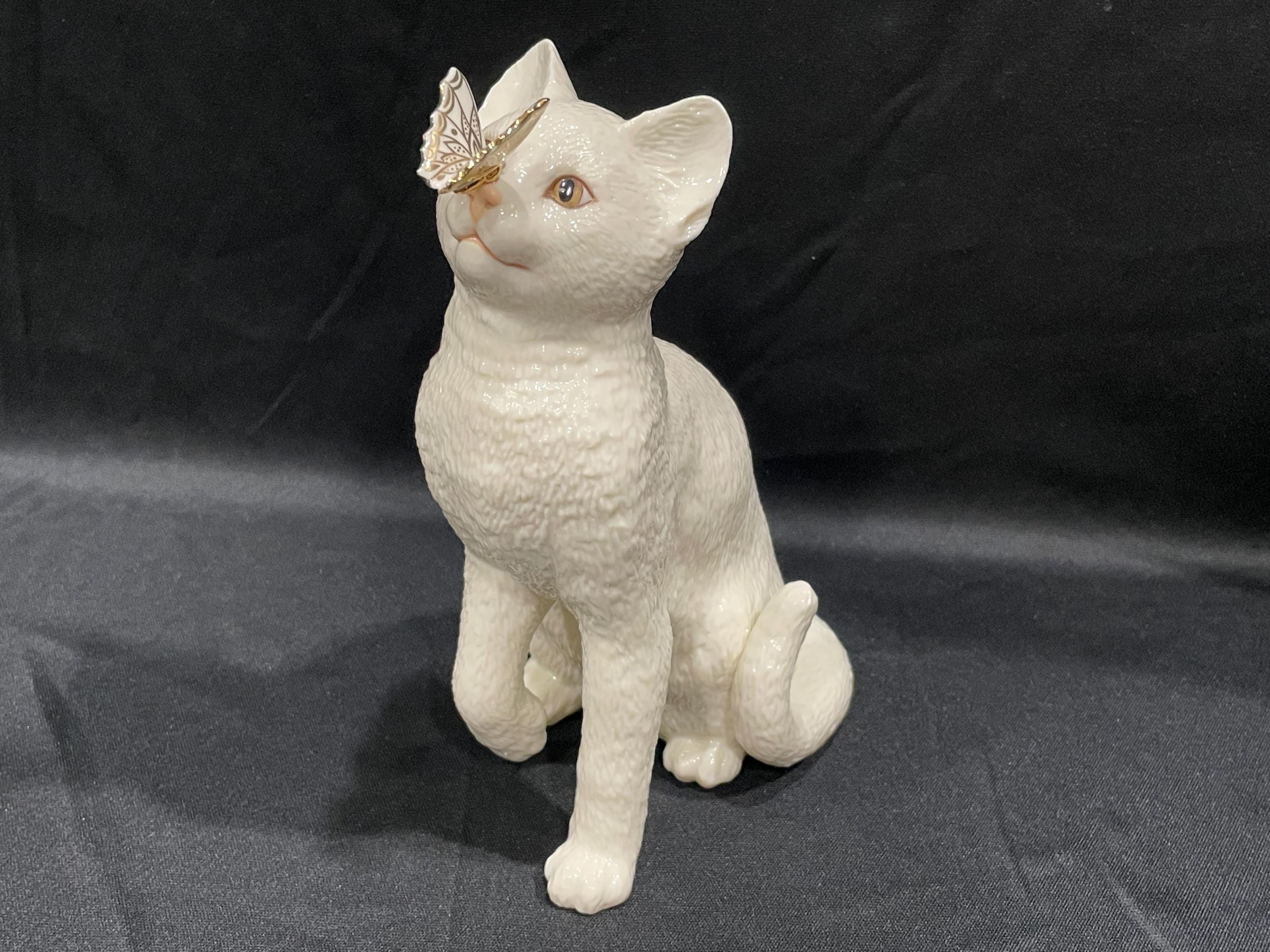 Lenox Porcelain Cat Figurine, Gold Butterfly, Eye to Eye - Etsy