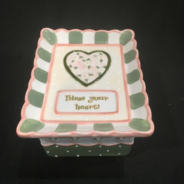 Karla Dornacher Giftcraft “Bless Your Heart” Porcelain Trinket/Candy Box