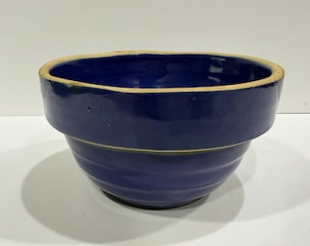 5" Blue Stoneware Ribbed Sided Bowl