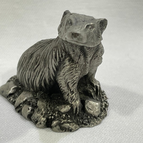 Jane Luger, The Badger, Franklin Mint Miniture Woodland Figure, Pewter Animal Miniature Figurine