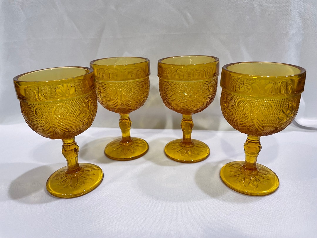Indiana Glass Tiara, Amber Sandwich Small Wine Glass, 3 Oz Drinking