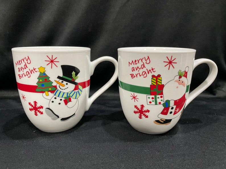 Fitz and Floyd Santa Snowman Mugs