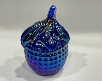 Gibson Studio Blue Carnival Glass Paperweight