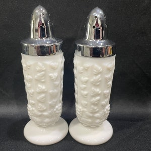 Westmoreland, Milk Glass Grape Panel Salt and Pepper Shakers