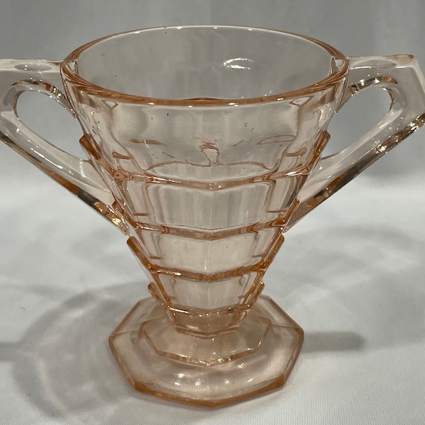 Indiana Glass,  Pink Tea Room  Depression Glass Sugar Bowl, Pink Pressed Glass Sugar Bowl