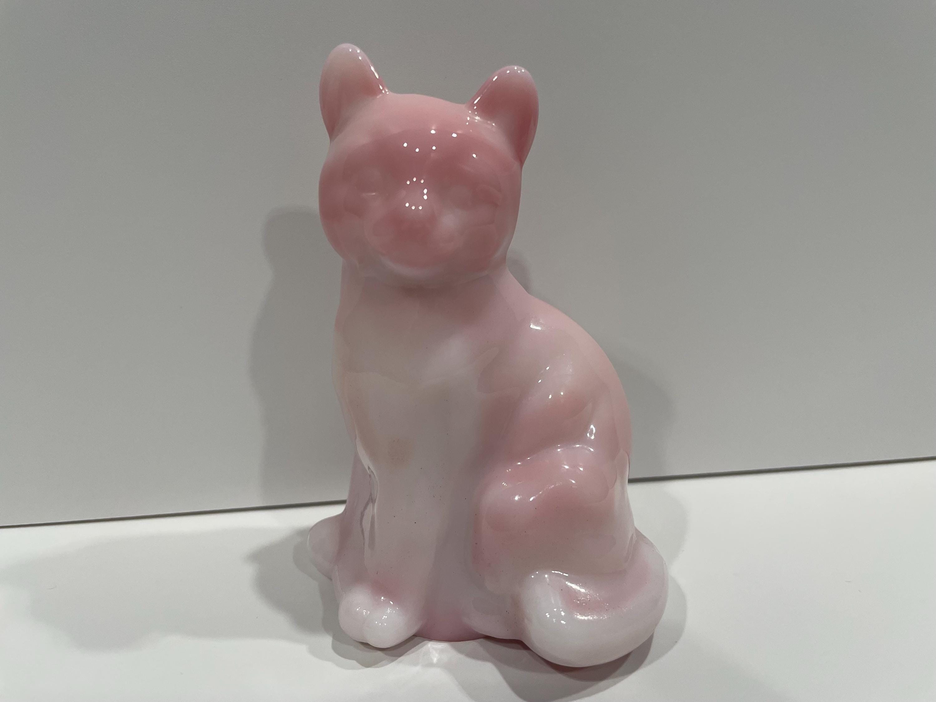 【希少品】FENTON CAT フェントン ガラス 置物　ワインレッド 希少品】FENTON CAT フェントン ガラス 置物 ワインレッド