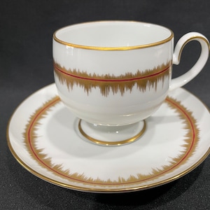 Noritake China, Gold Burst and Red Banded Cup and Saucer