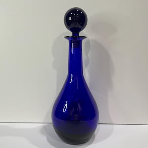 Cobalt Blue Wine Decanter with Stopper - Vintage Barware