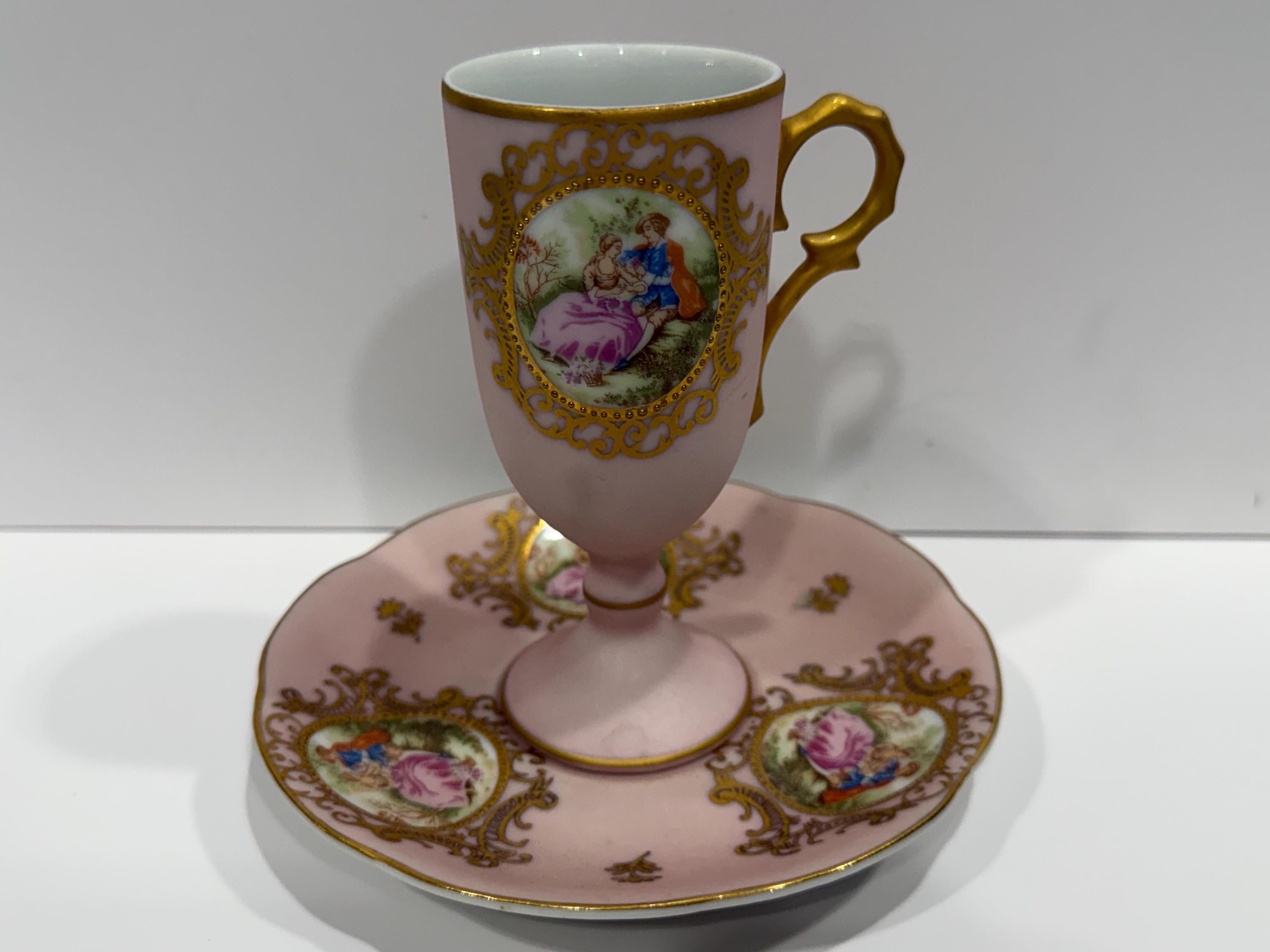 Lefton China, Victorian Courting Scene, Pedestal Demitasse Cup - Etsy