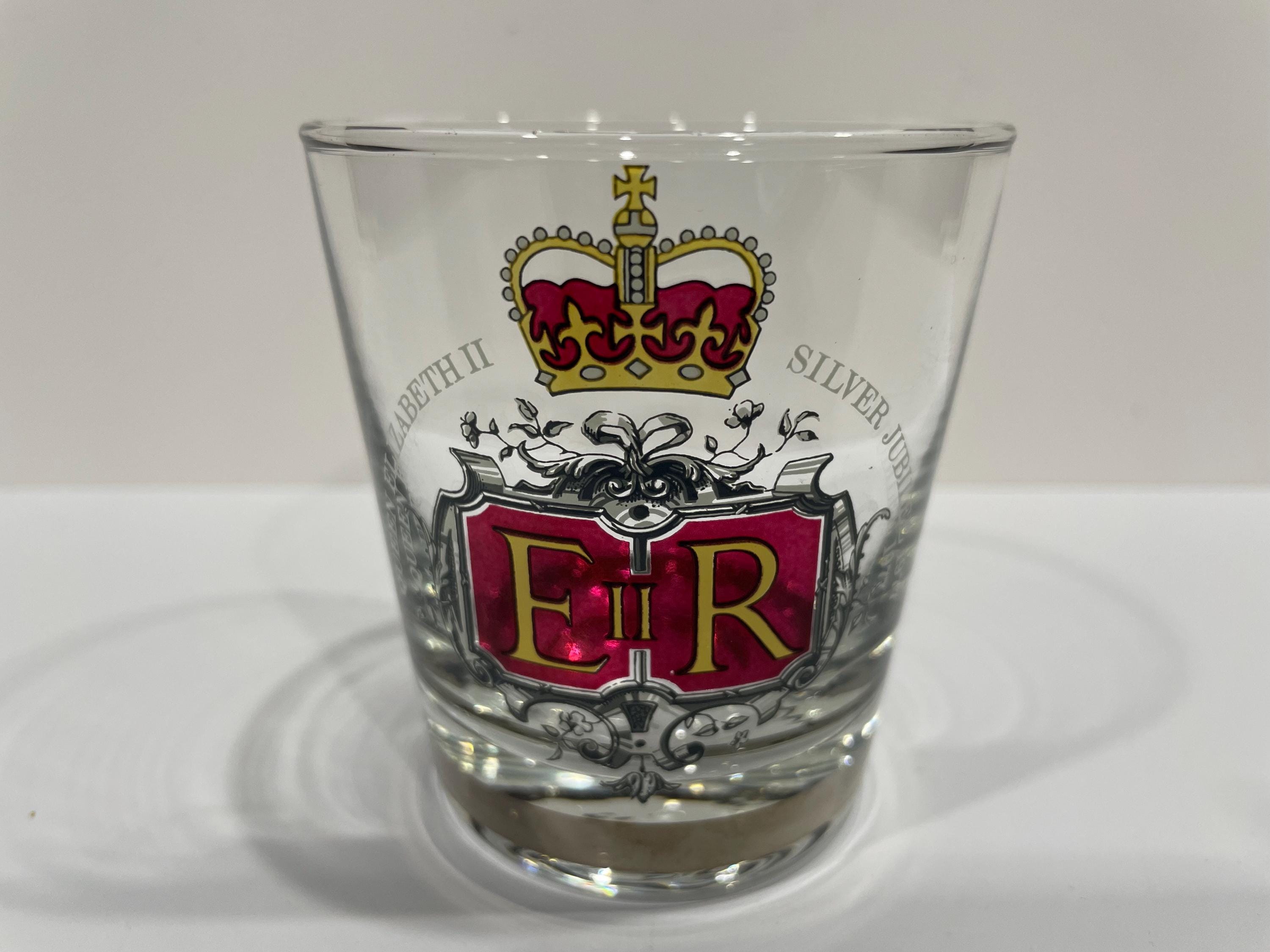Queen Elizabeth II Silver Jubilee 1977 Low Ball Glass, E&R Barware
