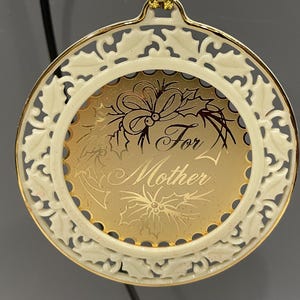 Lenox Ivory Porcelain, For Mother Ornament, Porcelain and Metal Ornament, Ornament in Box