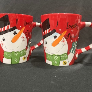 I Love Show, Snowman, Holiday Christmas Mugs - Set of 2
