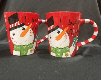 I Love Show, Snowman, Holiday Christmas Mugs - Set of 2