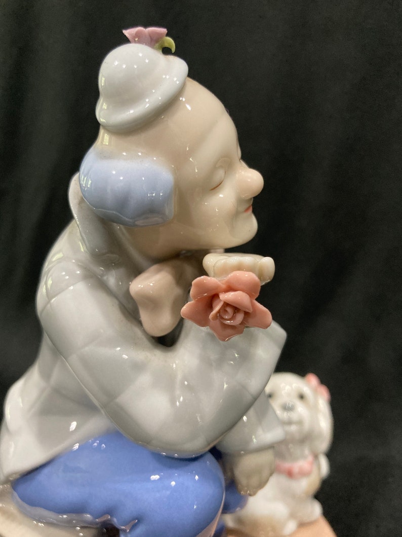 Paul Sebastian Figurine Clown Holding a Flowery With a Puppy Etsy