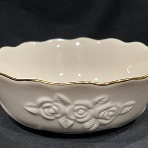 Lenox Rose Blossom Bowl, Rose Embossed Ivory Bowl