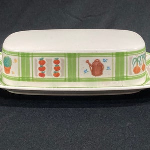 Mikasa Intaglio, Harvest Lane, Butter Dish,  CAA40, Gardening Tools and Root Vegetables
