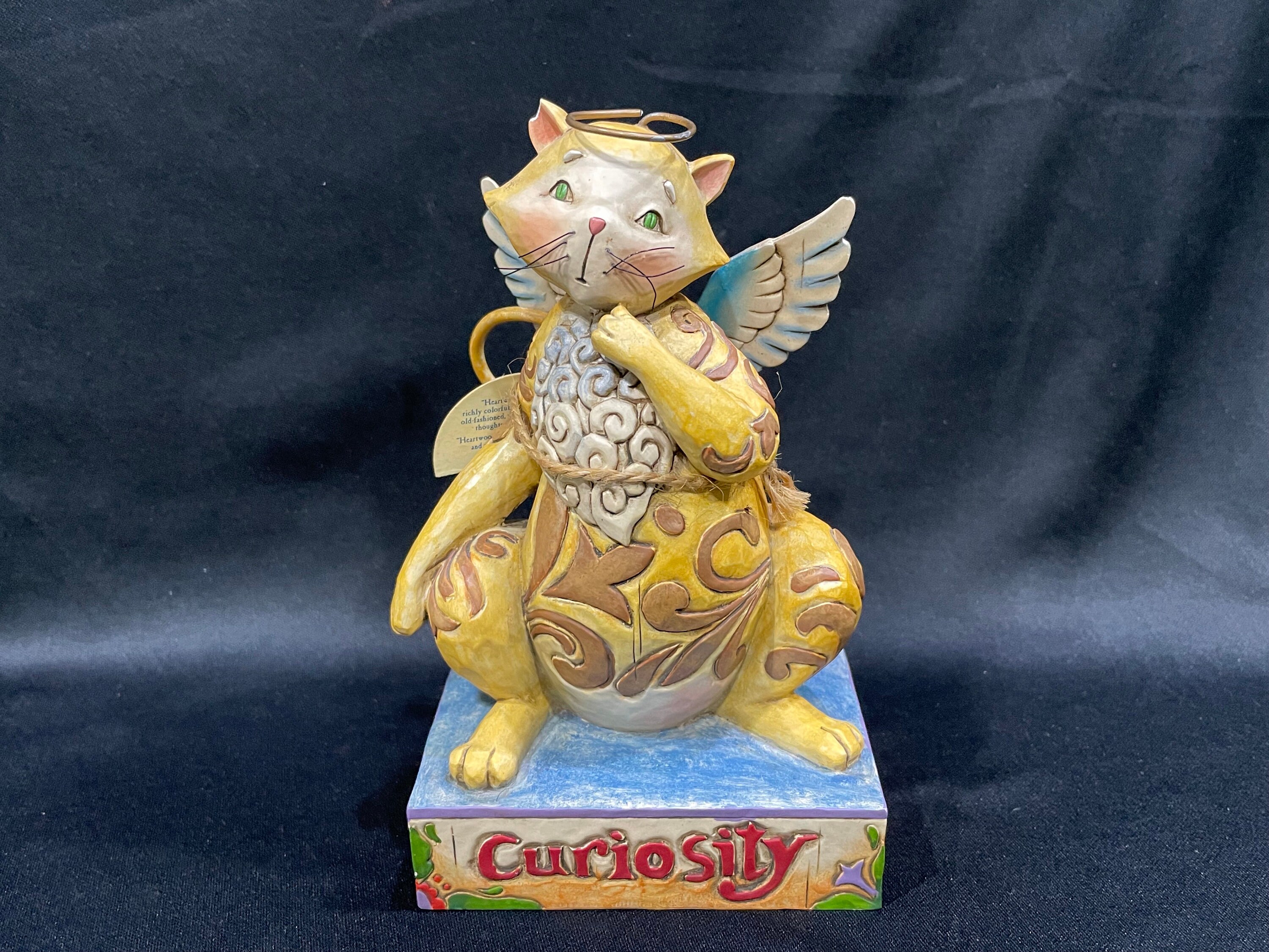 Jim Shore Figure Cat With Halo and Wings, Curiosity V4006928