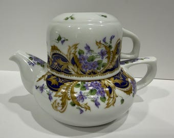 Andrea by Sadek, Royal Violet Tea for One Teapot and Cup