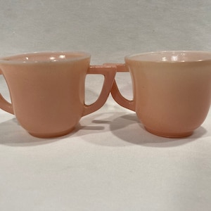 Vintage Hazel Atlas Mini Pink Moderntone,  Milk Glass, Child Size Sugar and Creamer Set
