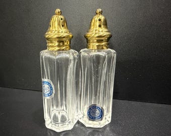 I W Rice & Co, Crystal Salt and Pepper Shaker, Gold Tone Lid