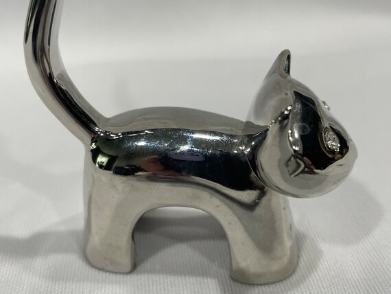 Cat Tail Ring Holder, Silvertone Cat Tail Ring Ho… - image 6