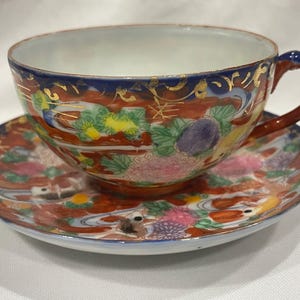 Japanese Kutani Meiji Period Cup and Saucer