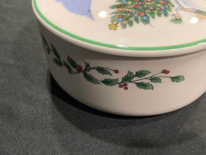 Nikko Christmas Santa on Roof Top Porcelain Candy Dish Etsy