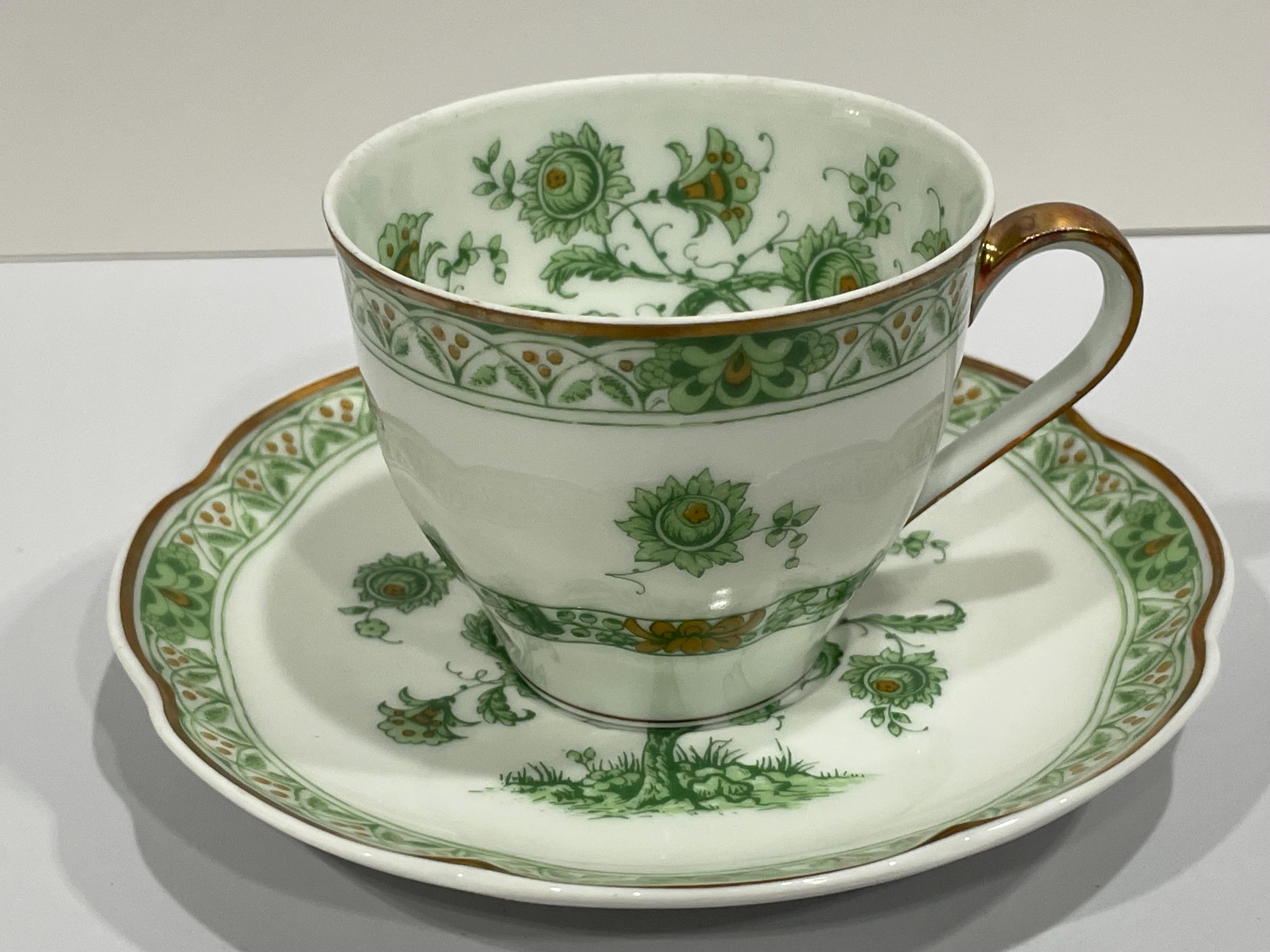 フランス製　Limoges Haviland リム付きディープディッシュ Vintage Haviland Limoges Demitasse Cup and Saucer, Bonneval Green