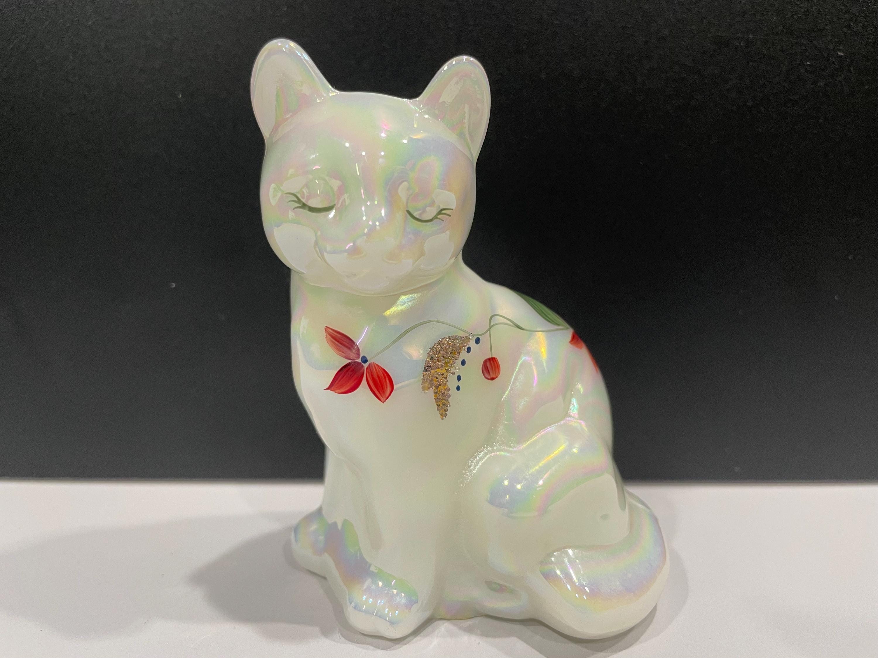 【希少品】FENTON CAT フェントン ガラス 置物　ワインレッド Fenton Red Cat - Etsy