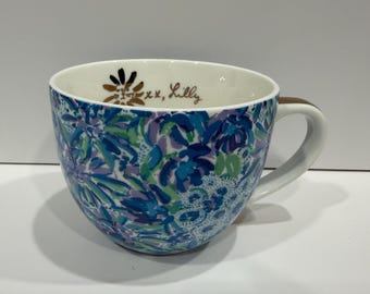 Lilly Pulitzer Blue Floral Soleil on Me Oversized Mug, 16 Ounce Coffee Mug