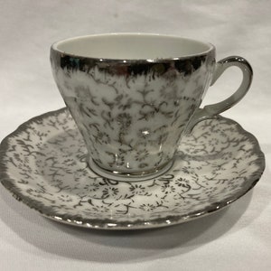 Empress Haruta, Espresso, Demitasse, Silver Trim and Accents - Cup and Saucer