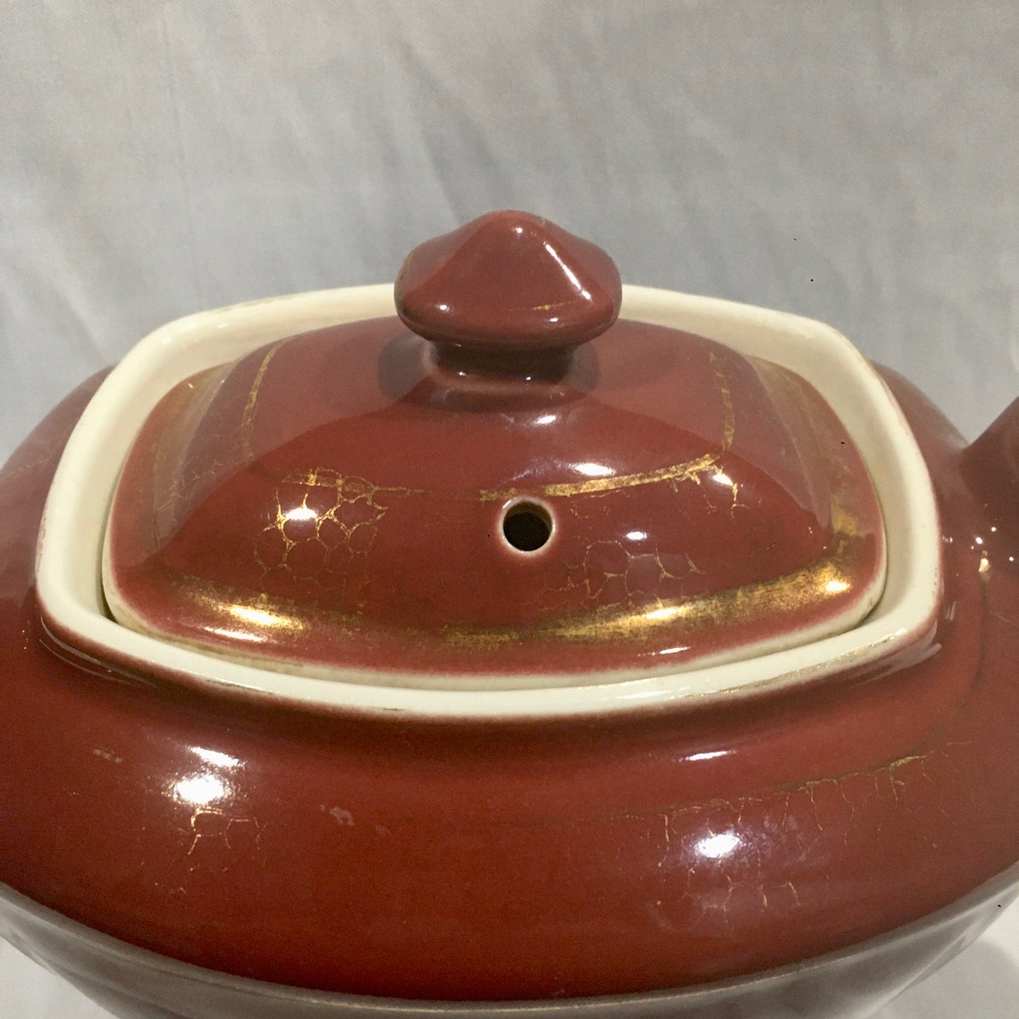 Vintage Hall Pottery Teapot Hollywood Vintage Burgundy S7714 Etsy