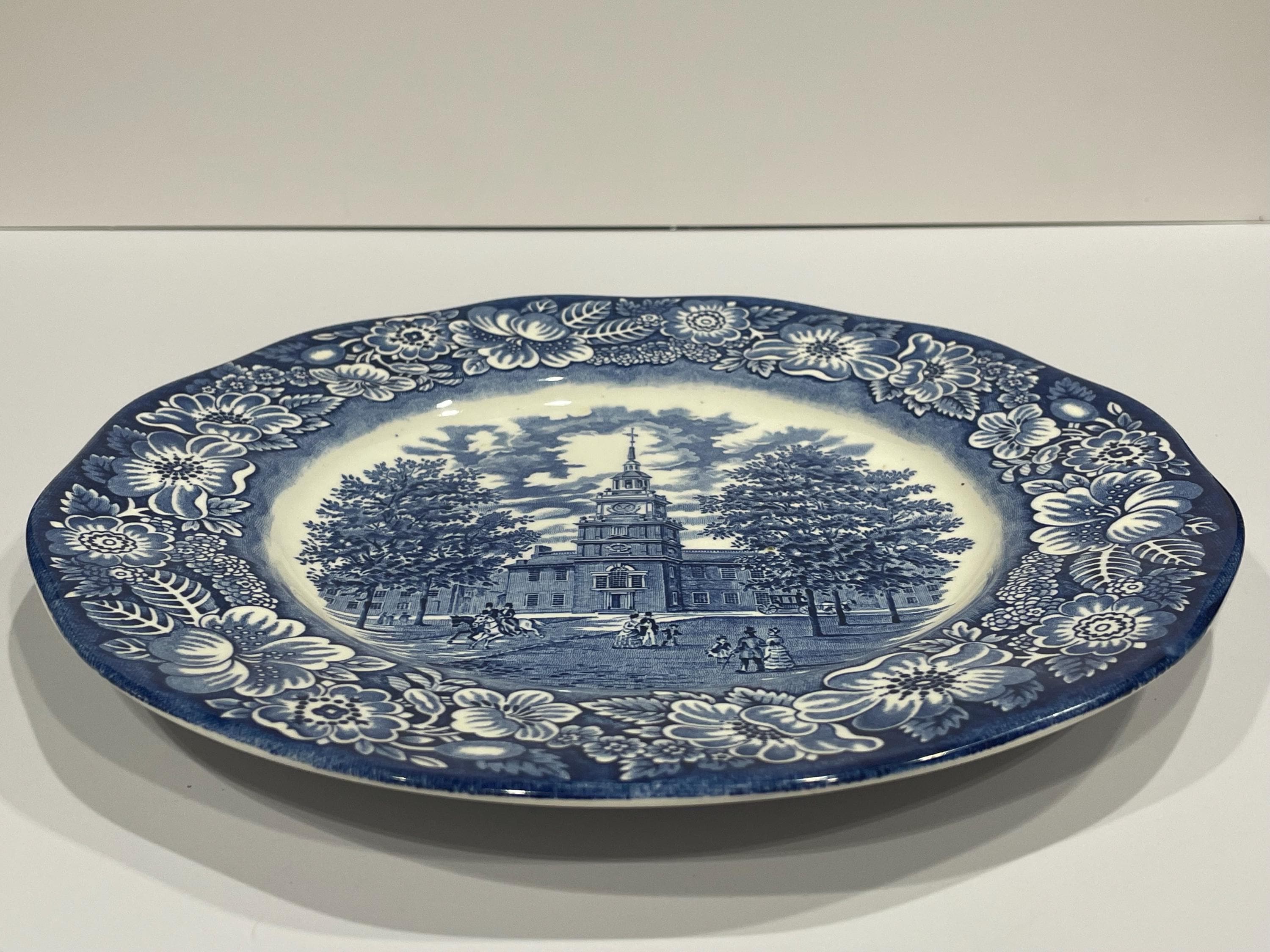 Vintage Liberty Blue Dinner Plate, Independence Hall