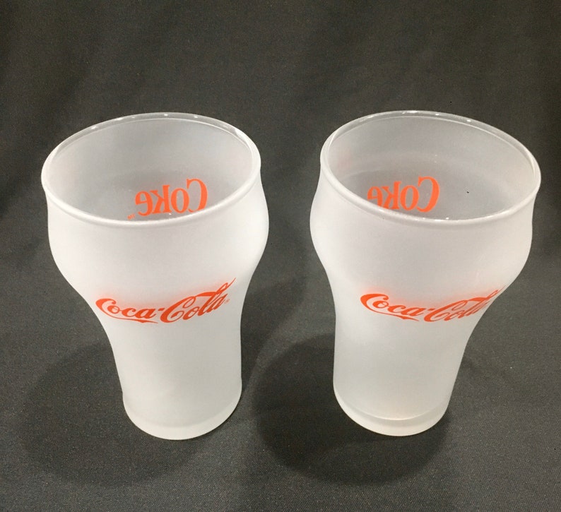 Vintage Frosted Coke/coca Cola Glasses Set of 2 Etsy