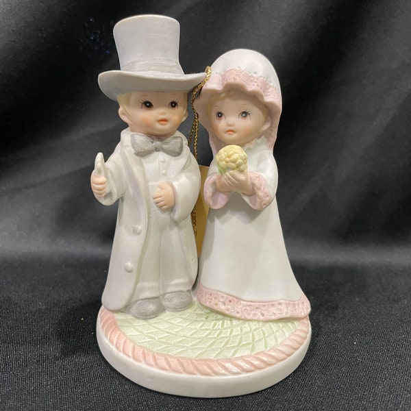 Lefton China, Christopher Collection, Wedding Collection Hand Painted 03554, Children Dressed in Wedding Attire, Children Playing Dress Up