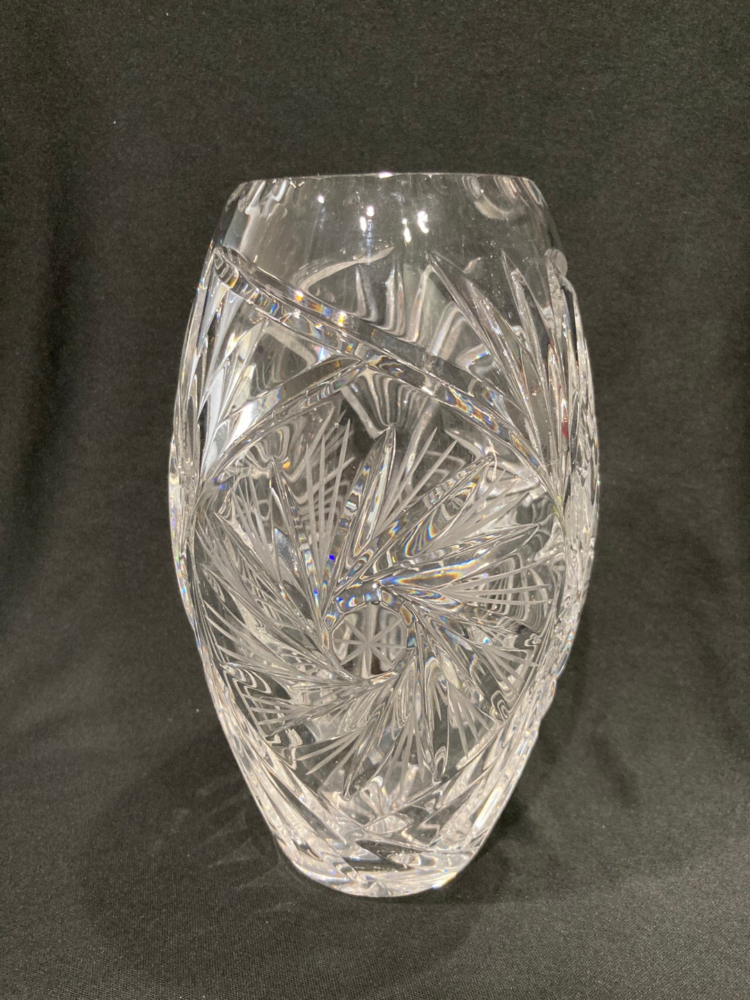 Pinwheel Cut Crystal Flower Vase Fine Crystal Glassware Etsy