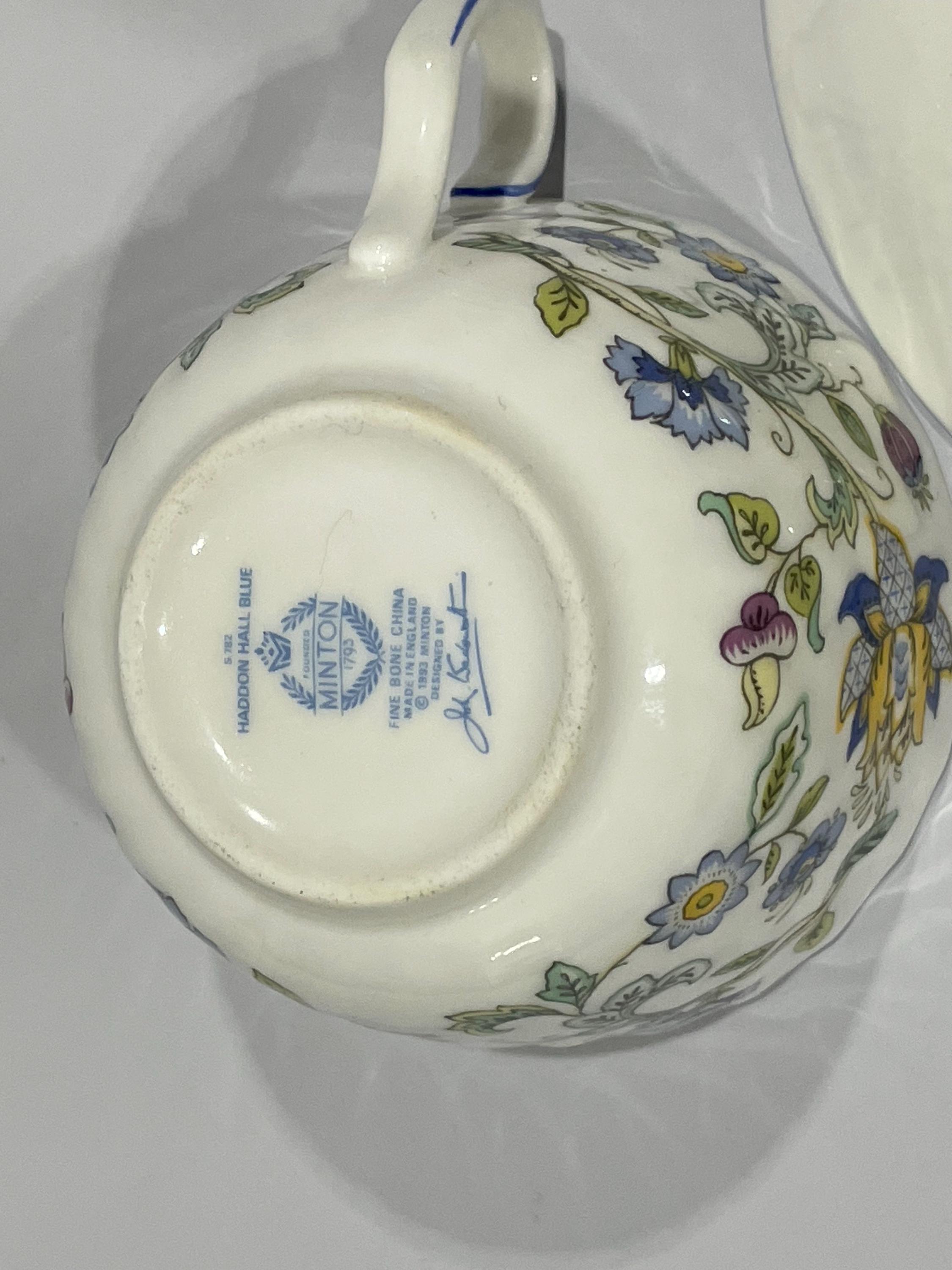 Vintage Minton Haddon Hall Blue Floral Bone China Cup and Saucer