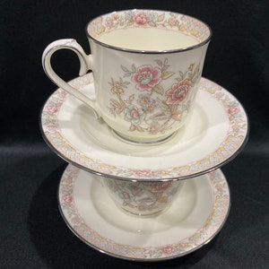 Noritake Bone China, 9720, Imperial Garden, Cups and Saucers - Set of 2