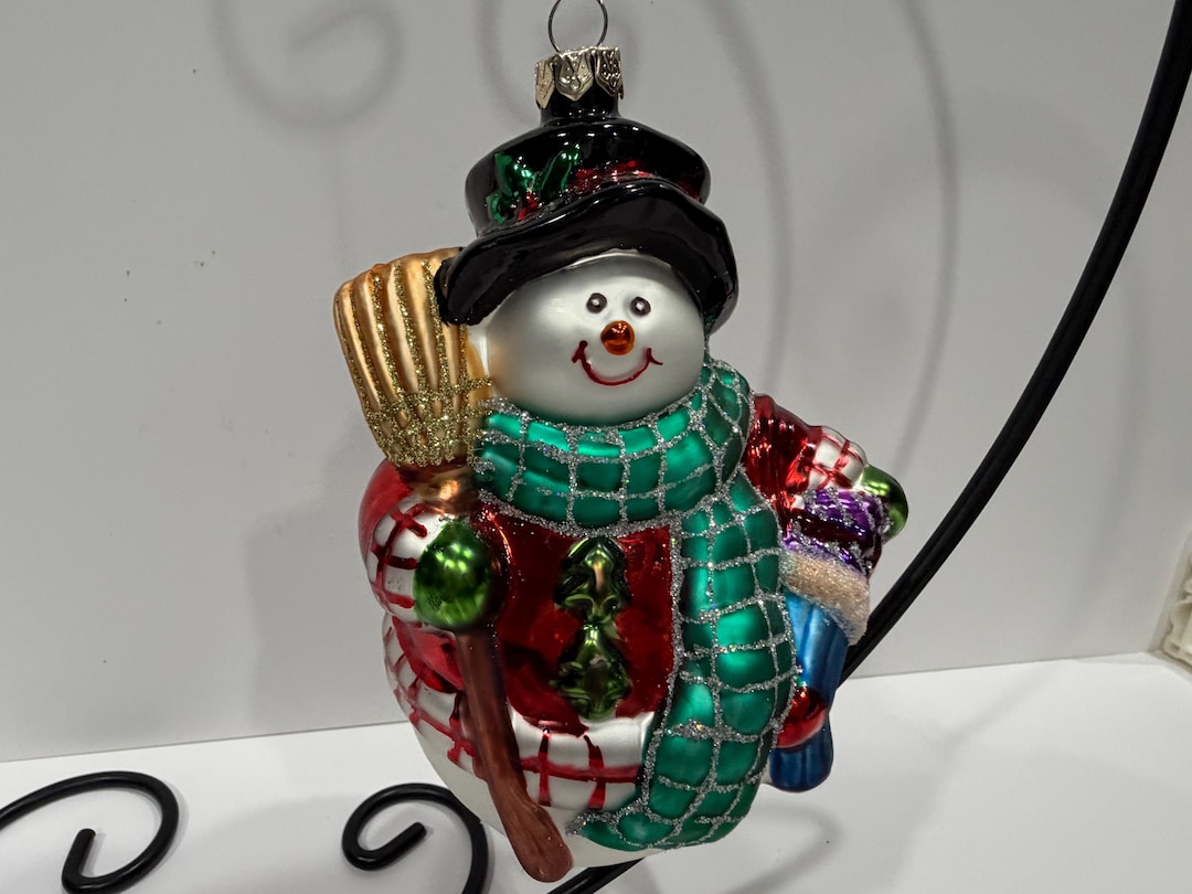 Snowman Blown Glass Christmas Ornament, Glass Snowman Ornament in Top ...