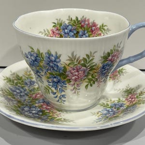 Royal Albert, Wisteria, Blossom Time Series, Teacup and Saucer with Wisteria Flowers
